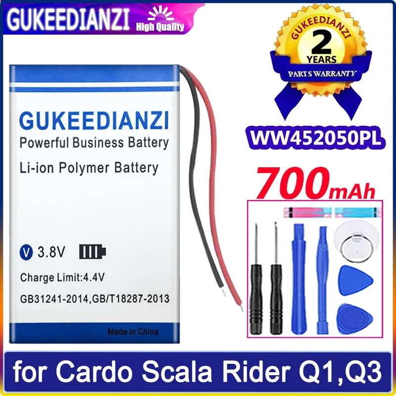 GUKEEDIANZI Battery WW452050PL 405020 (2line) 700mAh for Cardo Scala Rider Q1 Q3 FM Q-Solo Headset Batteries