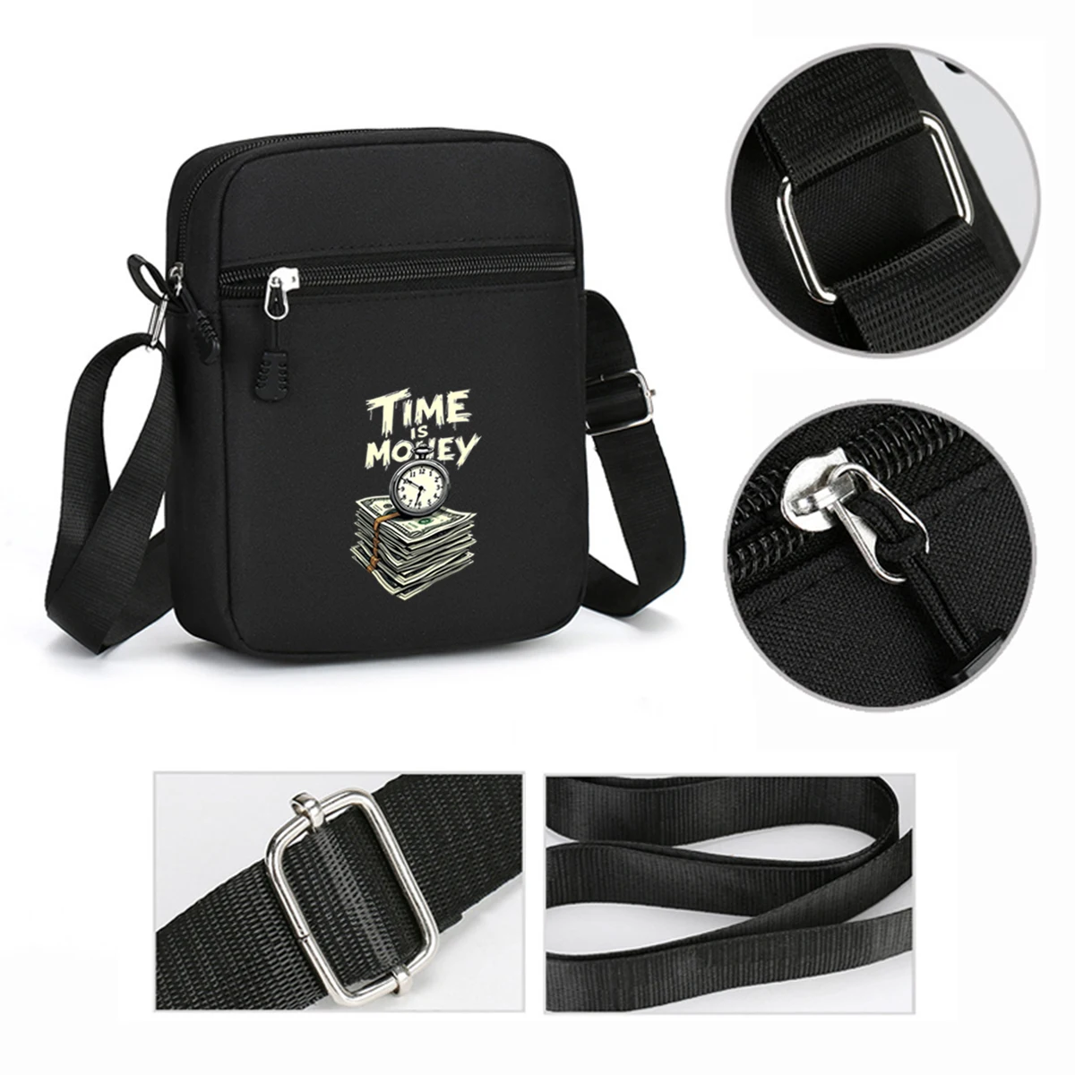 2pcs Money Print Baseball Cap&Crossbody Bag Set-Snapback Hat-Baseball Cap-Streetwear Style,Casual Wear-Urban Fashion Accessory