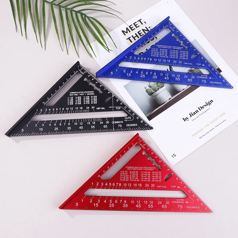 Professional Woodwork Tools 7-Inch Aluminum Alloy Triangle Ruler Gauge