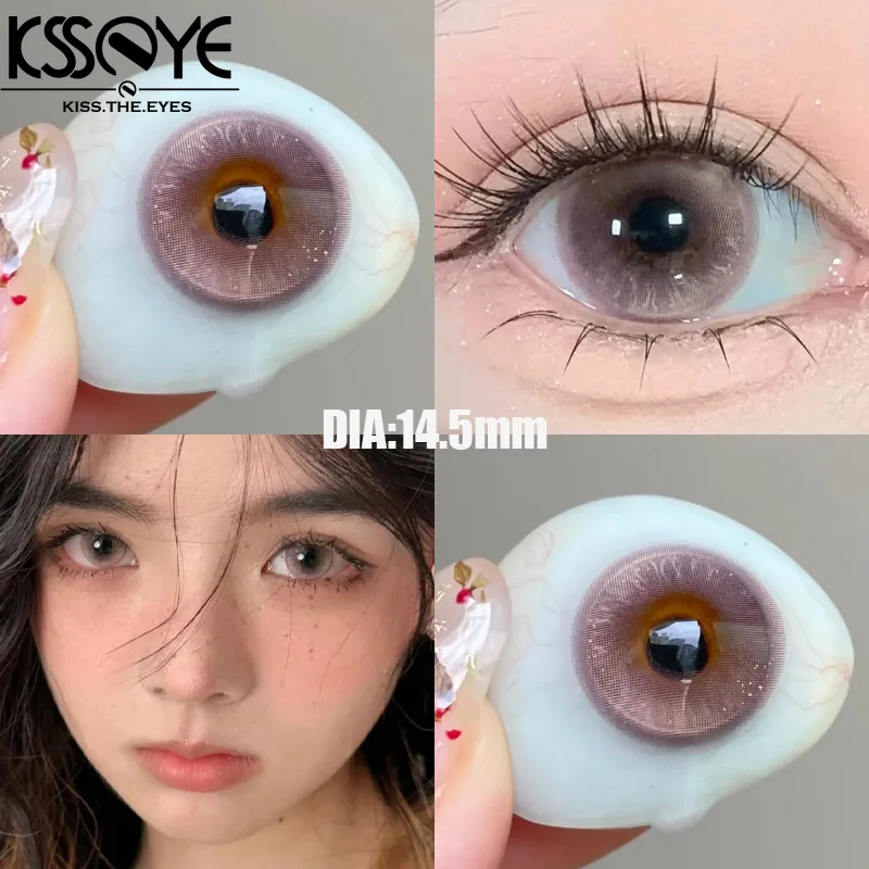 KSSEYE 1 Pair 2024Year New Lenses with Myopia Degree Grade 0.00- 8.00 Pink Blue Grey Beauty Pupilentes Soft Lens Yearly ﻿