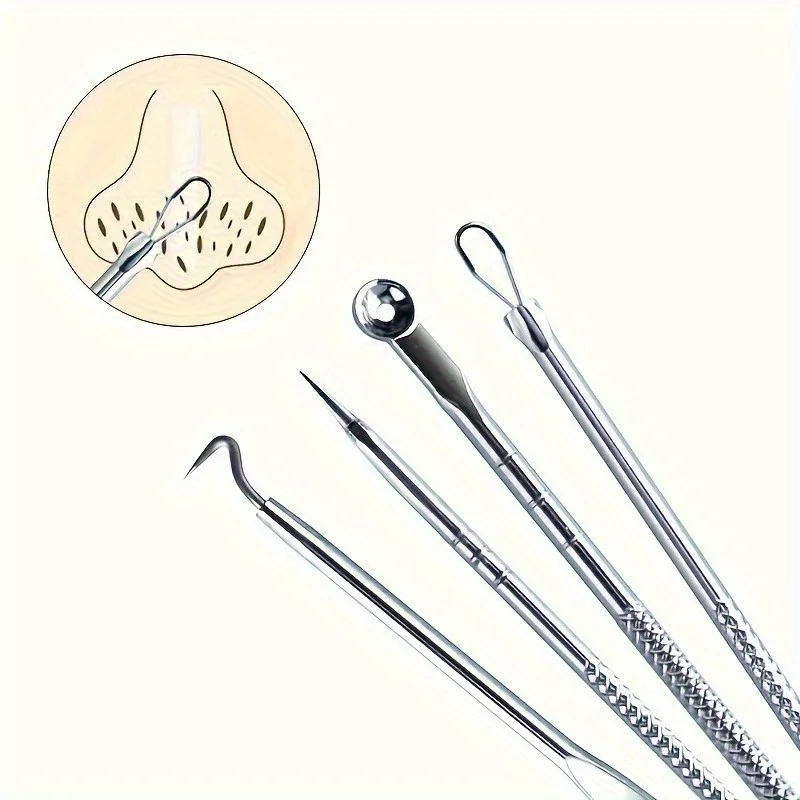 Blackhead Acne Needle Set 4-Pack Pimple Extractor Tool Kit Pore Cleaner Comedone Remover for Face Skin Care Beauty Women view 3