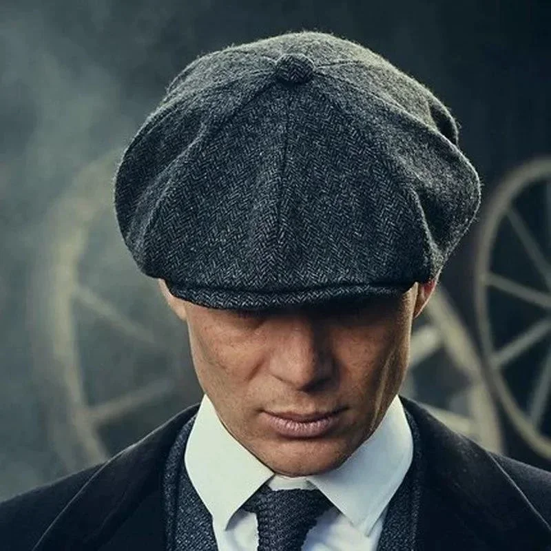 Peaky Blinders Shelby Same Style Gatsby Cap, Vintage Herringbone Wool Blend Newsboy Ivy Hat for Men Cold Weather Daily Use