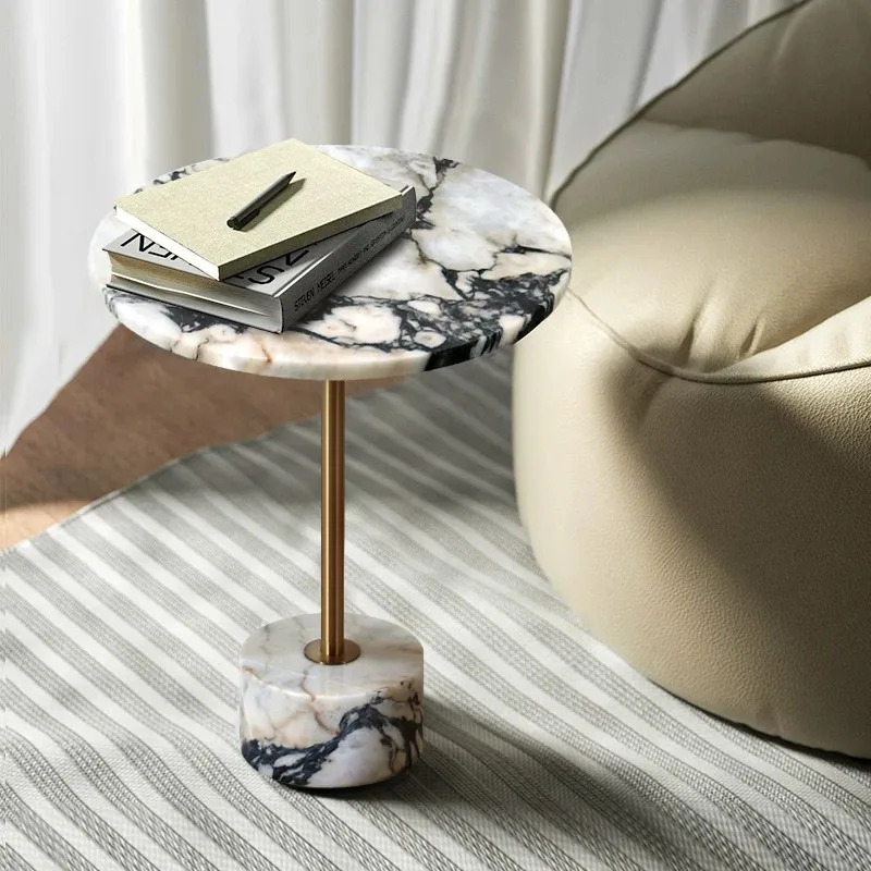 Luxury-Style Living Hotel lobby Artistic Decoration Vase Display Stand Living Room Natural Bulgari Marble Customized Side Table