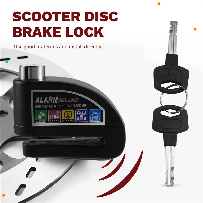 B92B-Disc Brake Lock Waterproof Motorcycle Scooter Bicycle Anti-Theft Wheel Security Alarm Brake Protection