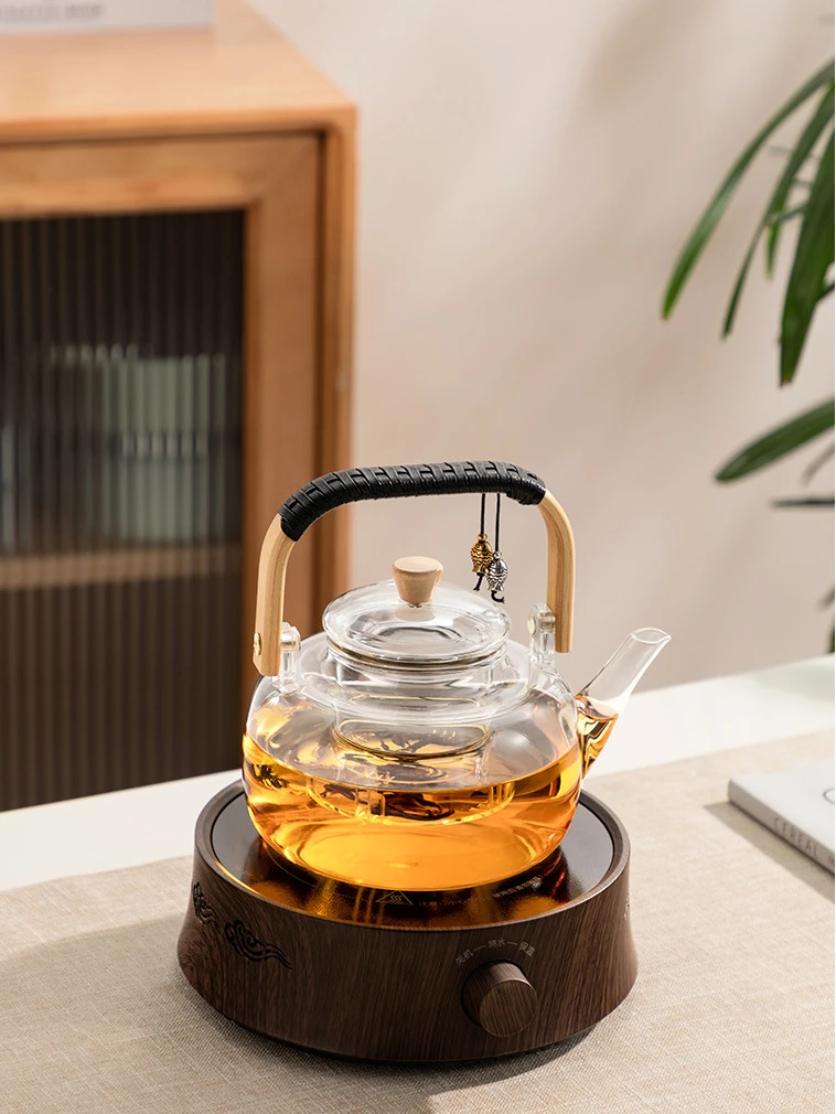 220V Electric Stove With Glass Tea Pot Steam Dessert Stove Household Water Kettle Induction Cooker