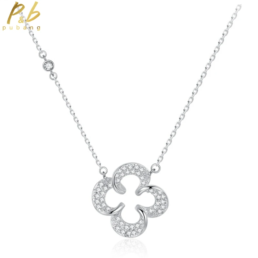 

PuBang Fine Jewelry 925 Sterling Silver High Carbon Diamond Sparkling Pendant Necklace for Women Anniversary Gifts Free Shipping