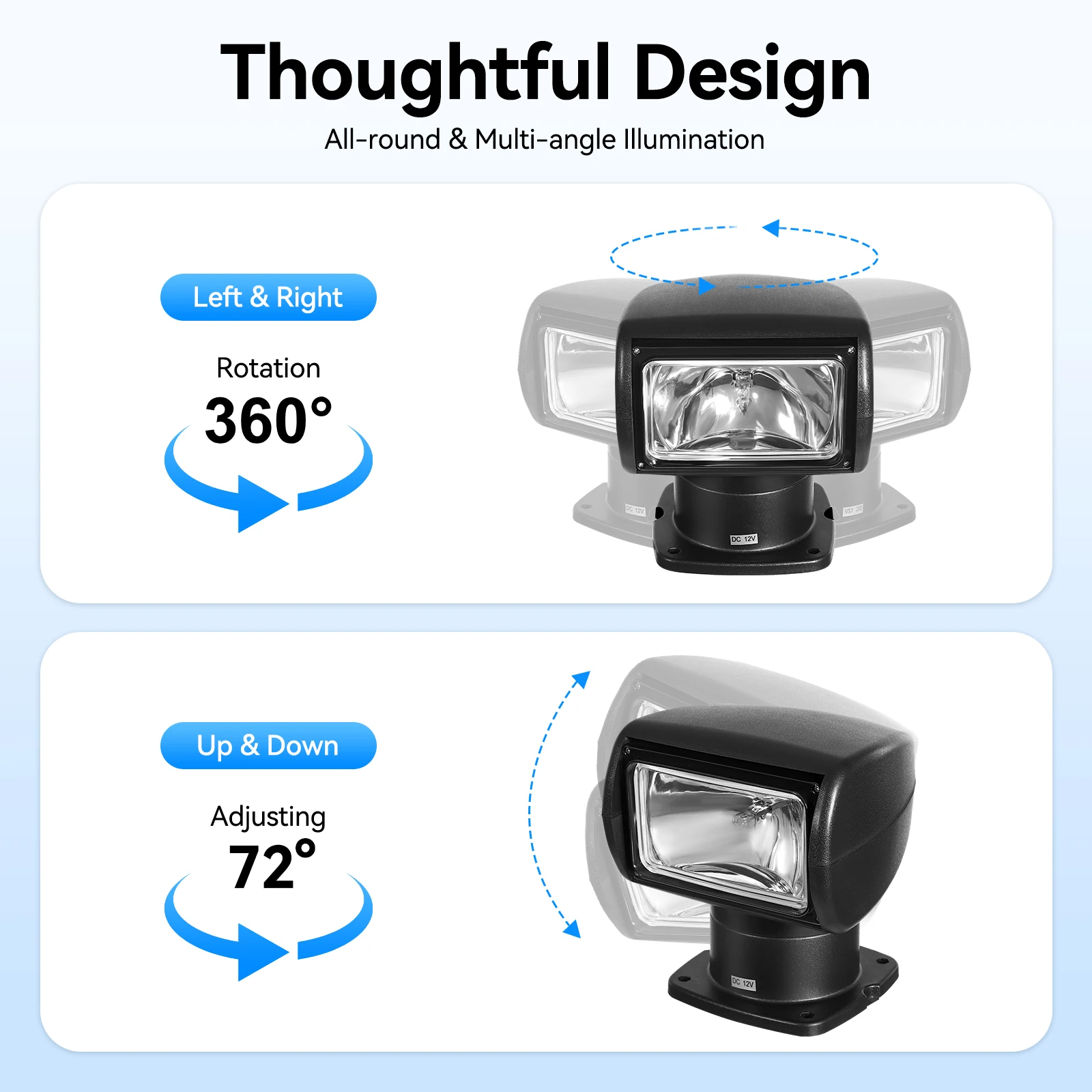 

100W Boat Search Light, Boat Remote Control Spotlight, 2500 Lumen