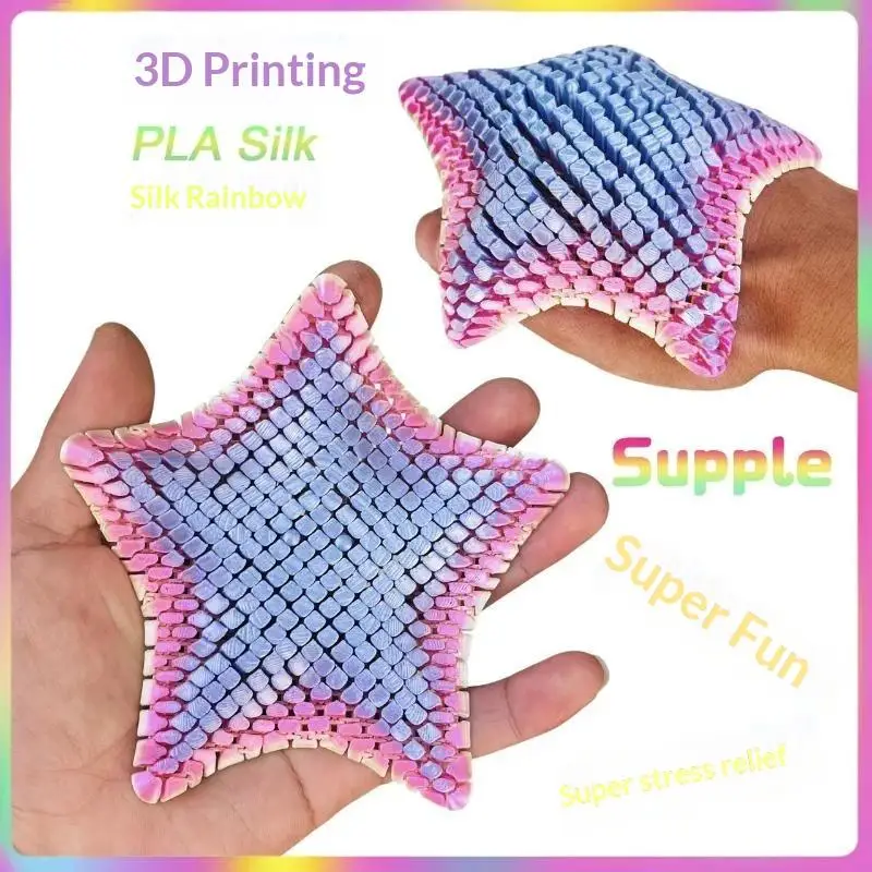 Hot 1Pcs 3D Printed Flexible Starfish Fidget Toy Soft Texture Stress Relief For Adults Home Office Relaxation