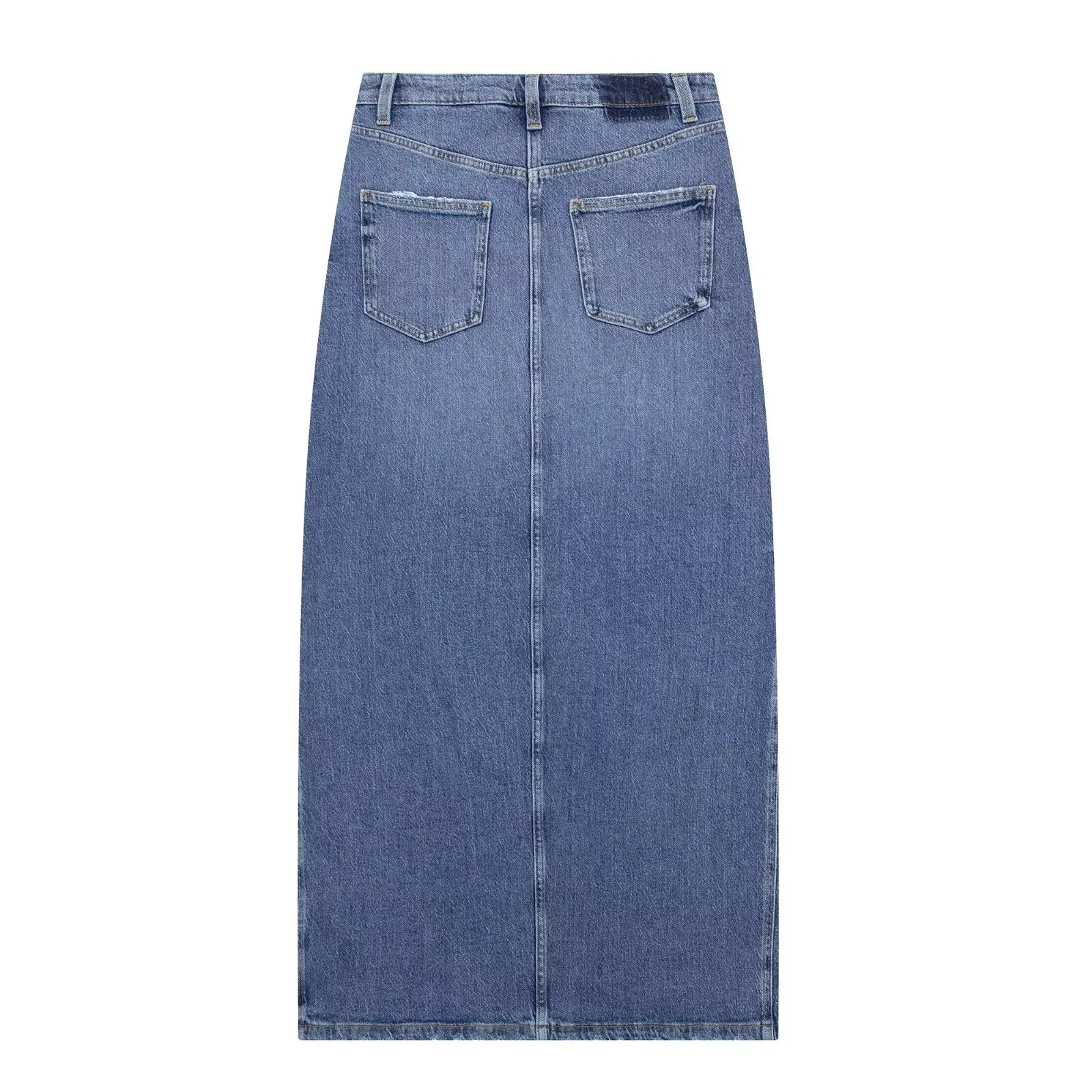 TRAF Blue Denim Long Skirt Woman High Waist Midi Skirts for Women Summer Slit Jeans Skirts Woman Streetwear Cargo Spódnice damskie