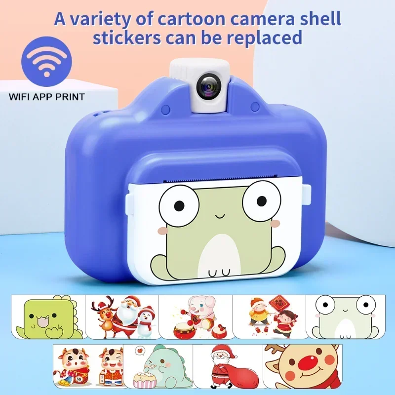 Macchina fotografica per bambini WIFI Stampa istantanea wireless Telecamera HD 1080P Stampante termica Stampante per telefono Attrezzatura da 32 GB Fotocamera digitale per Ch