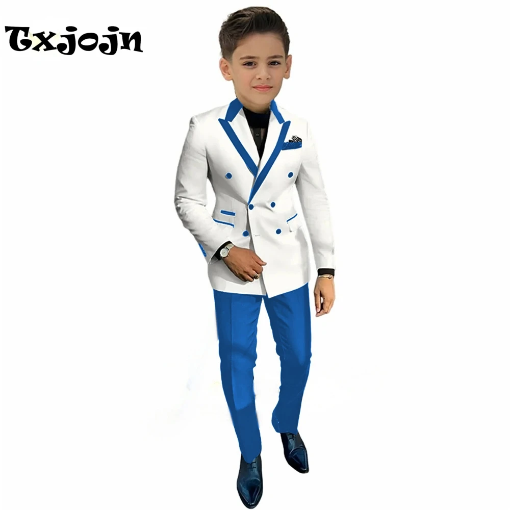 

Txjojn Double Breasted Kids Formal Suit Set 2 Pieces Birthday Party Wear Handsome Jacket Pants Tuxedo Sets For Performance