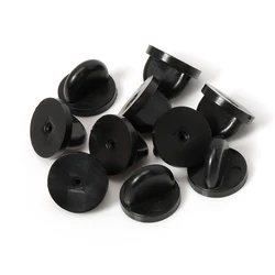 50pcs Black Rubber Brooch Pin Back Squeeze Badge Holder Butterfly Clasp Clutch