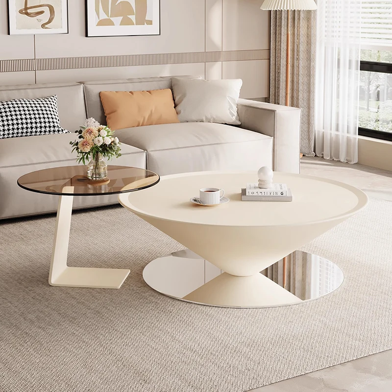 

Aesthetic Italian Coffee Tables Modern Nordic Style Small Round Coffee Tables Luxury Glass Top Table Basse De Luxe Furnitures
