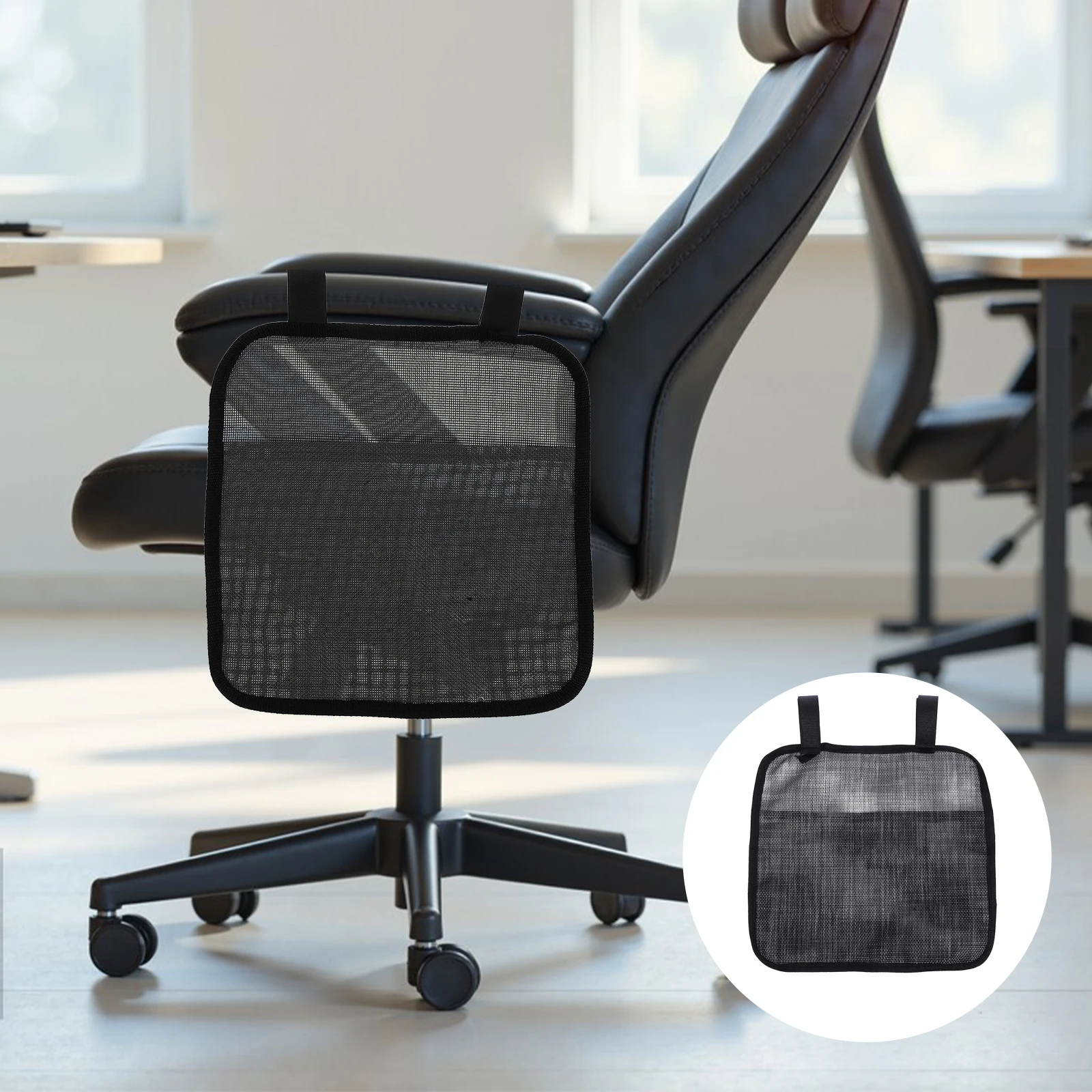 

Office Chair Storage Bag Hanging Organizer Back with Wheels Portable Carry Pouch Grey