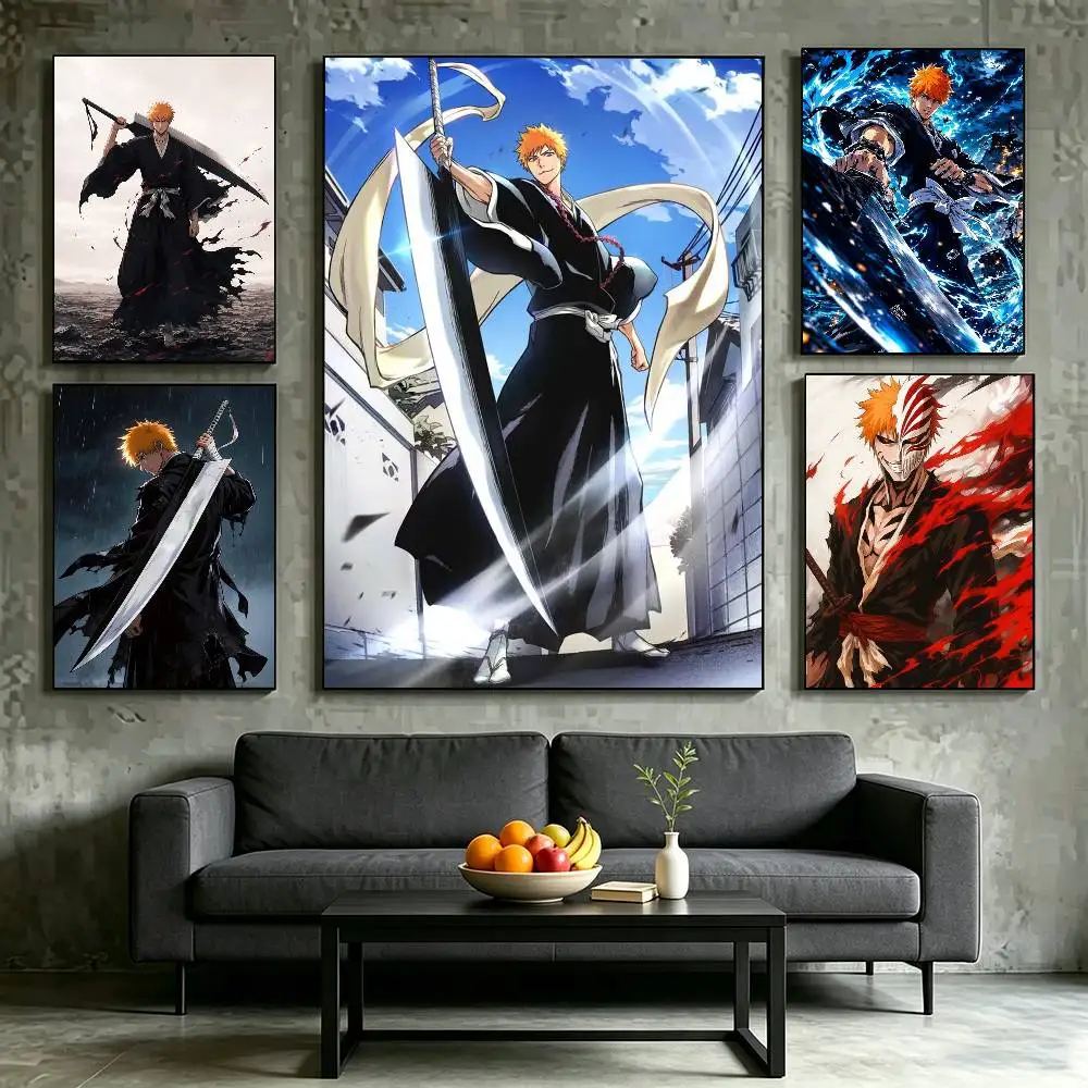 Anime B-BLEACH Ichigo Kurosaki Poster High Quality Dorm Living Room Aesthetic Wall Decoration Painting Stickers Gift