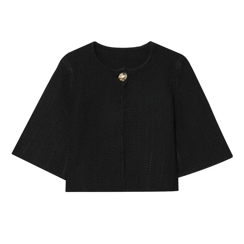 

Fashionable and Versatile Simple Button Structure Knitted Jacket