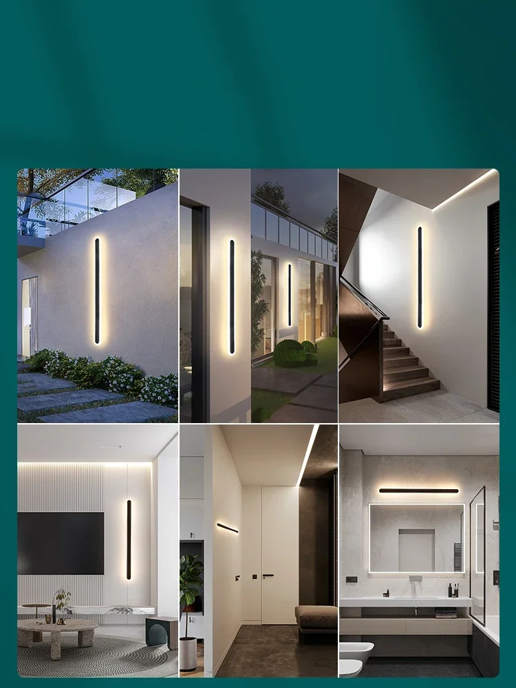 Applique murale LED longue bande en aluminium, imperméable conforme à la norme IP65, éclairage d'extérieur, lumière blanche chaude, idéal pour un jardin, une véranda, 110/220/24V