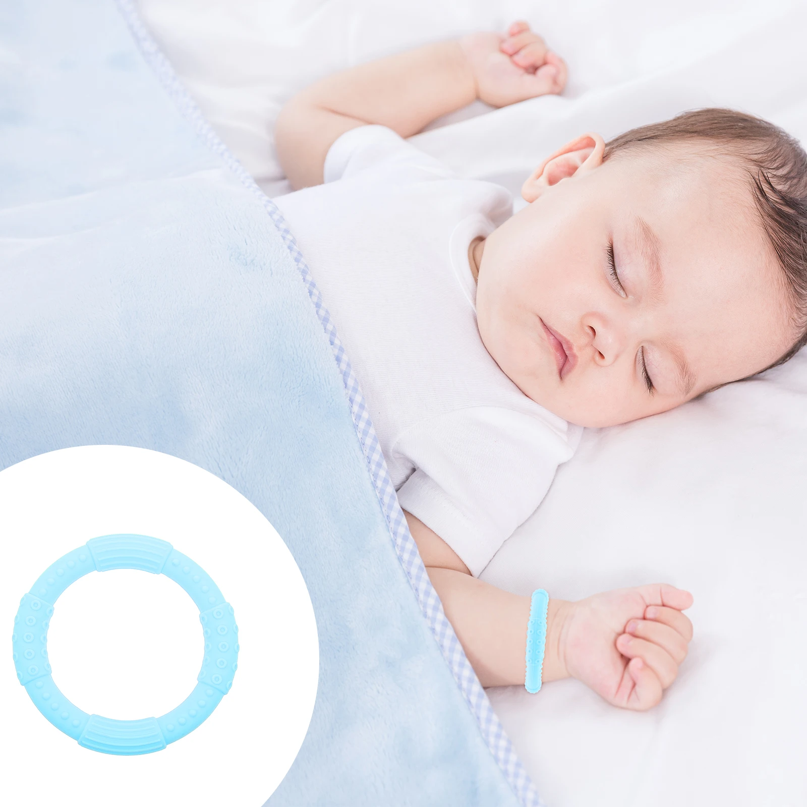 1 pc Baby Teether Bracelet Infant Silicone Teething Ring Light Weight Smooth Edges Cartoon Design Toddler Chewing Teeth Soother