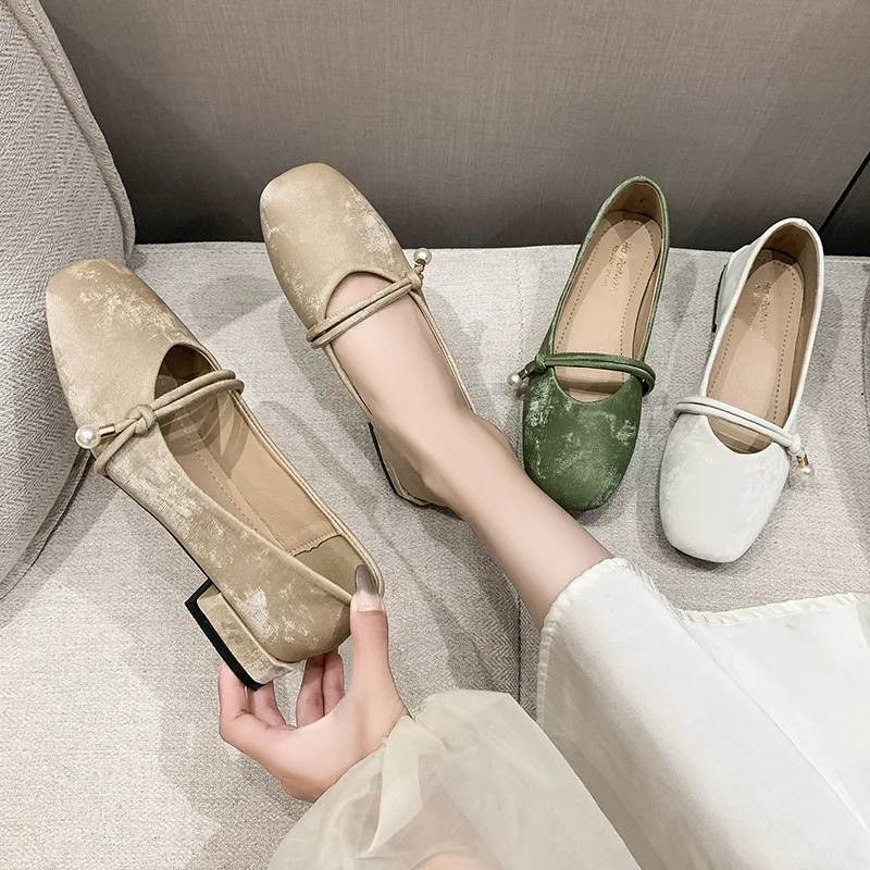 

Элегантные женские туфли во французском стиле, весенне-осенние новые женские туфли-лодочки на низком каблуке с мягкой подошвой, удобные туфли Мэри Джейн