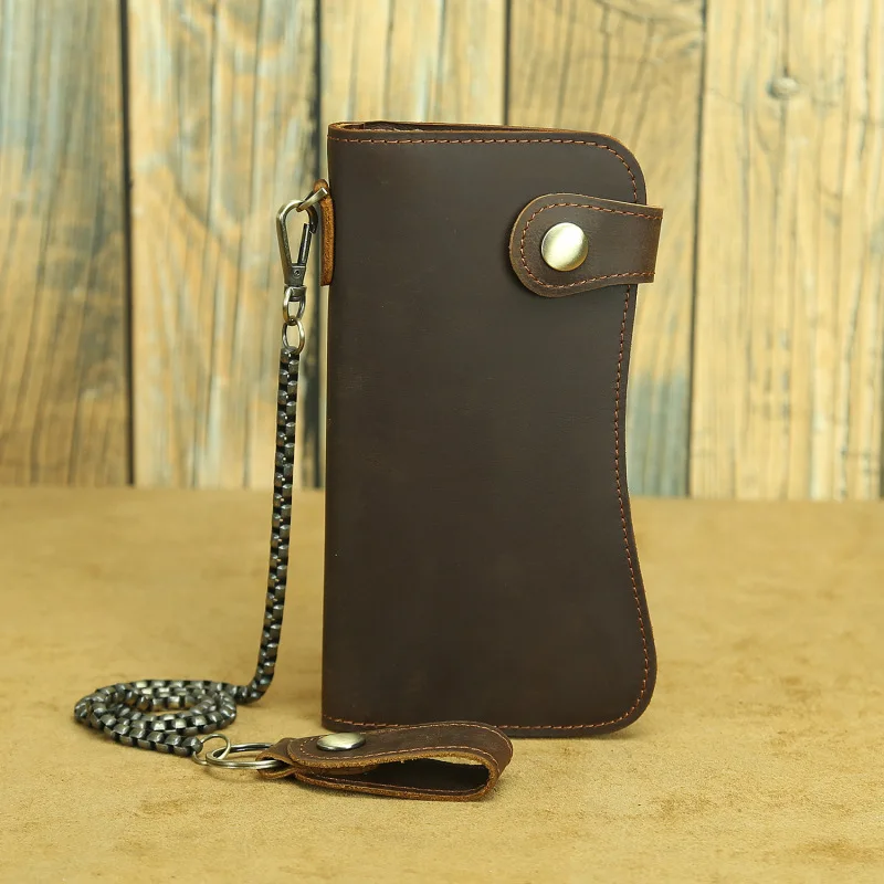 

Chain Anti-theft Wallet Genuine Cow Leather Money Clip Keep Card Ticket Organizer Cash Holder