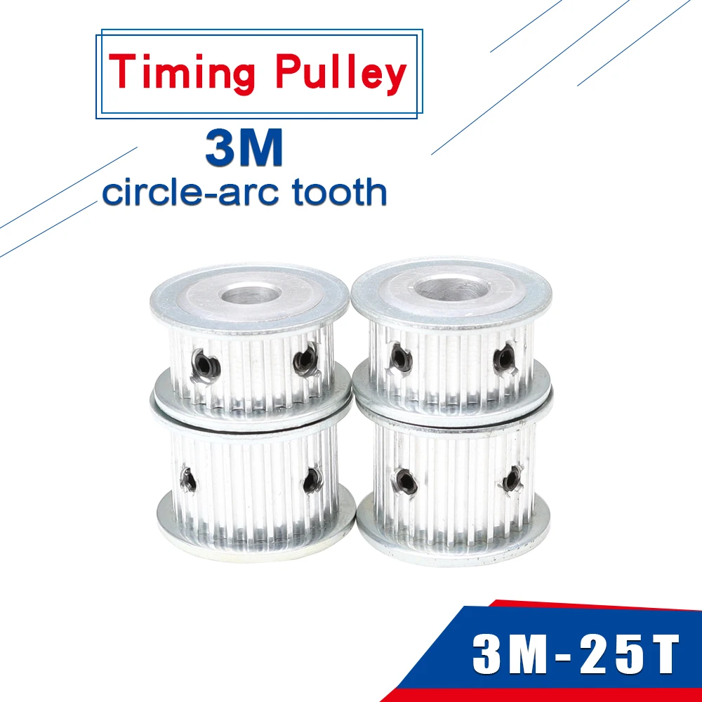 Timing Pulley 3M25T Bore 4/5/6/6.35/8/10/12/14 mm Aluminum Pulley Circle-arc Tooth Fit For 3M-synchronous belt Width 10/15mm