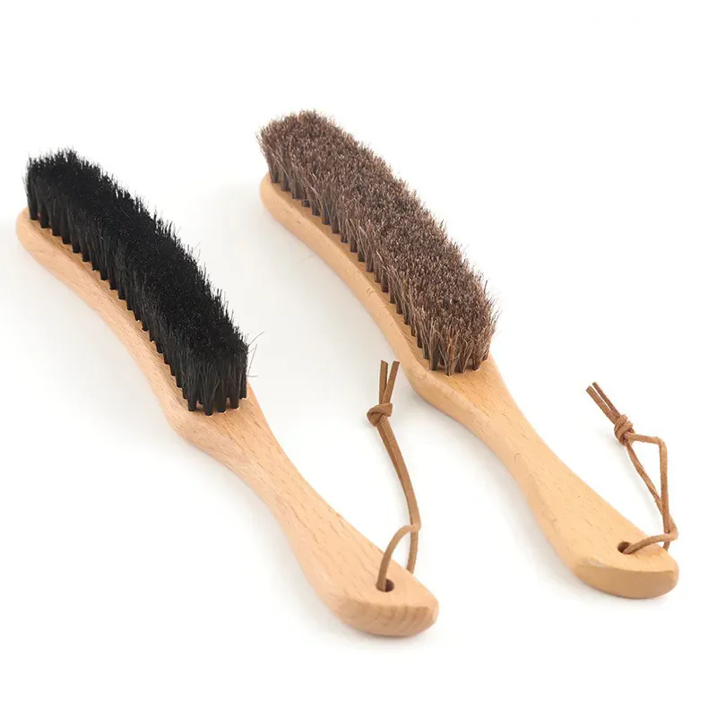 Natural Boar Hair Car Detailing Brush Beechwood Handle Soft Bristle Cleaning Brush for Leather Interior Shoes Wheel Gap