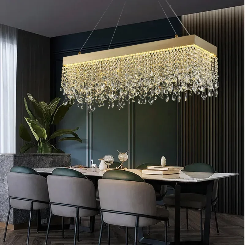 

Modern crystal chandelier for dining room rectangle/oval led cristal lamp luxury home decor light fixture gold indoor lighting