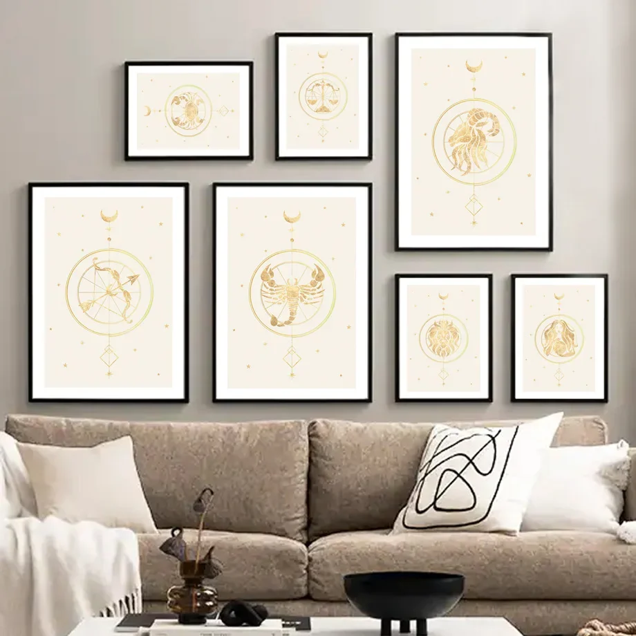 Constellation Aquarius Pisces Taurus Virgo Libra Wall Art Print Canvas Painting Nordic Poster Wall Picture For Living Room Decor