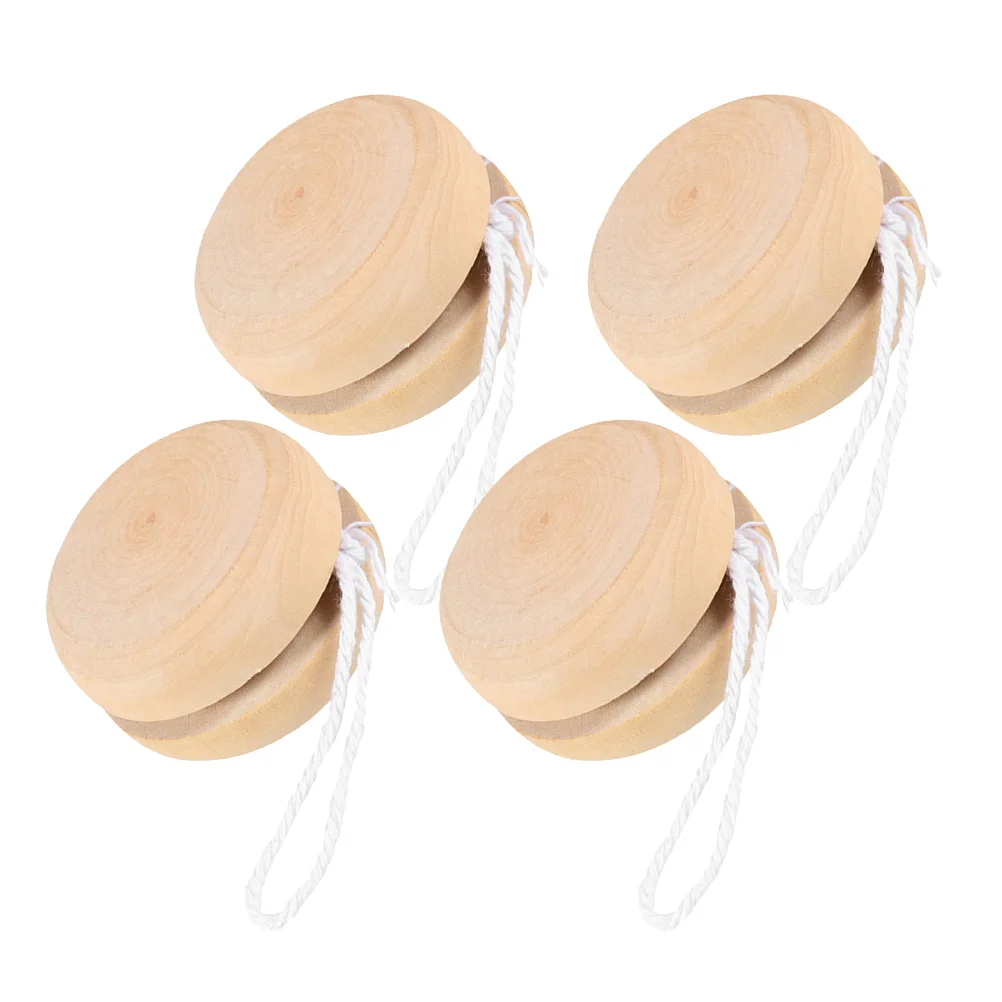 

4 Pcs Yoyo Yo-Yo Balls Gift Cartoon Painting Hand Wooden Toddlers Cognitive Playthings