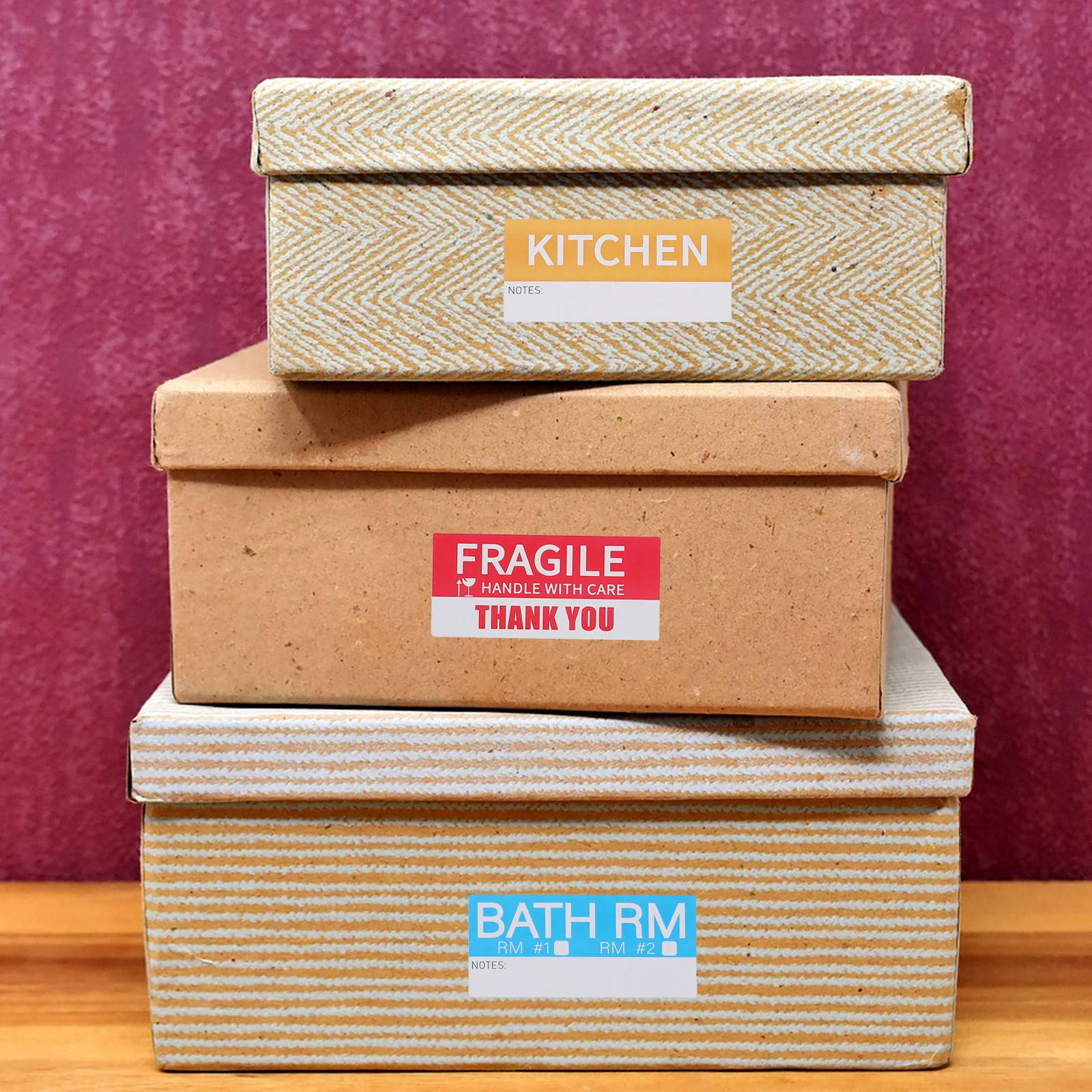 

100pcs Moving Labels Colorful Classification Tags for Boxes Fragile Stickers Easy Peel Coded Name Adhesive Storage