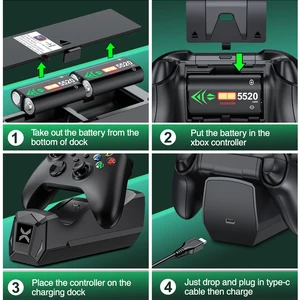 Double Quick Charger for Xbox One X/S/Elite Xbox Series X/S Wireless Controller 2x2550MAH Rechargeable Battery for Xbox One 8 Main Sales Battery Control Xbox - №1