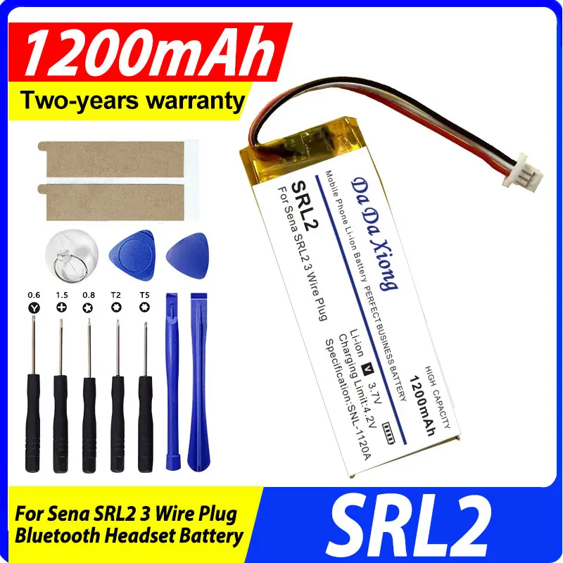 

DaDaXiong High Quality SRL2 1200mAh Battery For Sena SRL2 3 Wire Plug Bluetooth Headset Battery + Tools