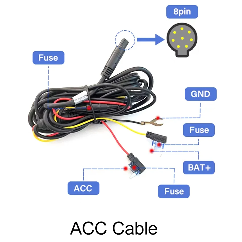 Car Fuse Box Cable, OBD Cable, USB Cable, 8-Pin Plug For Dash Cam Connector Adapter