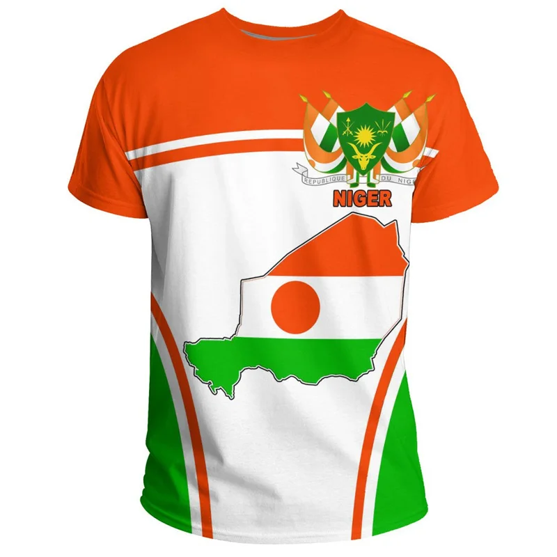 Summer Niger Flag T-shirt For Men Street Sports 3D Printed Oversized T Shirt Casual Tops Short Sleeved Round Neck Tee Shirts