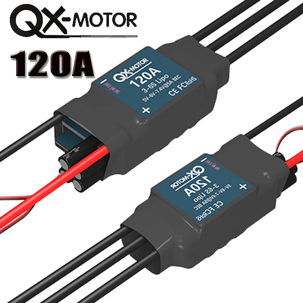 QX-MOTOR 120A ESC 5A BEC 3-6s lipo tanpa sikat pengendali kecepatan elektronik untuk 80mm 90mm EDF Motor tanpa sikat