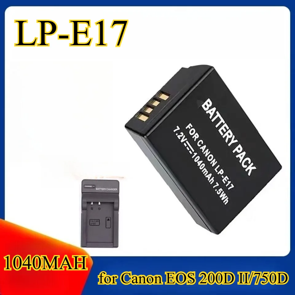 Сменный аккумулятор и зарядное устройство LP-E17 емкостью 1040 мАч для Canon EOS 200D II/750D/760D/800D/850D/R10, литий-ионный аккумулятор с быстрой зарядкой