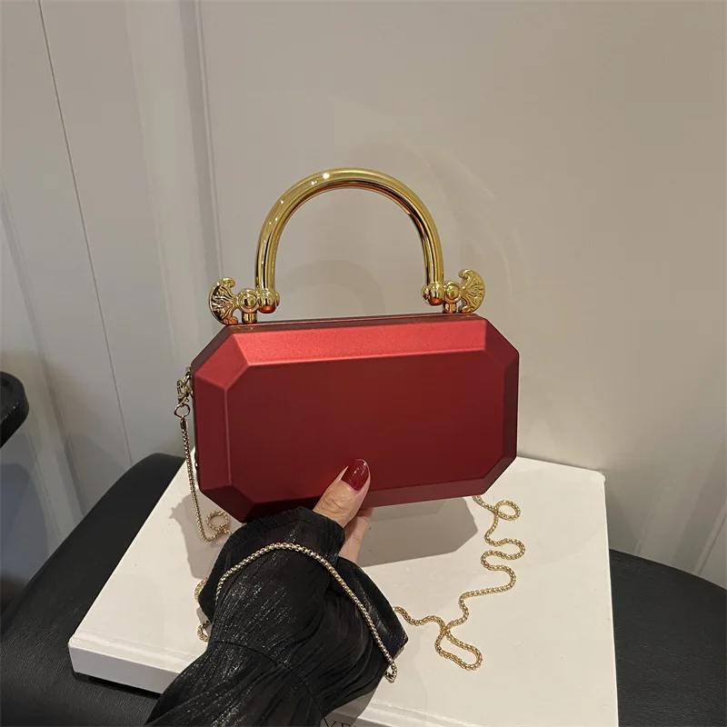 Gold Silvery Acrylic Box Bags Clutch Evening Bag Elegant Chain Shoulder Bag for Women 2026 Handbag Prom for Wedding/dating/party