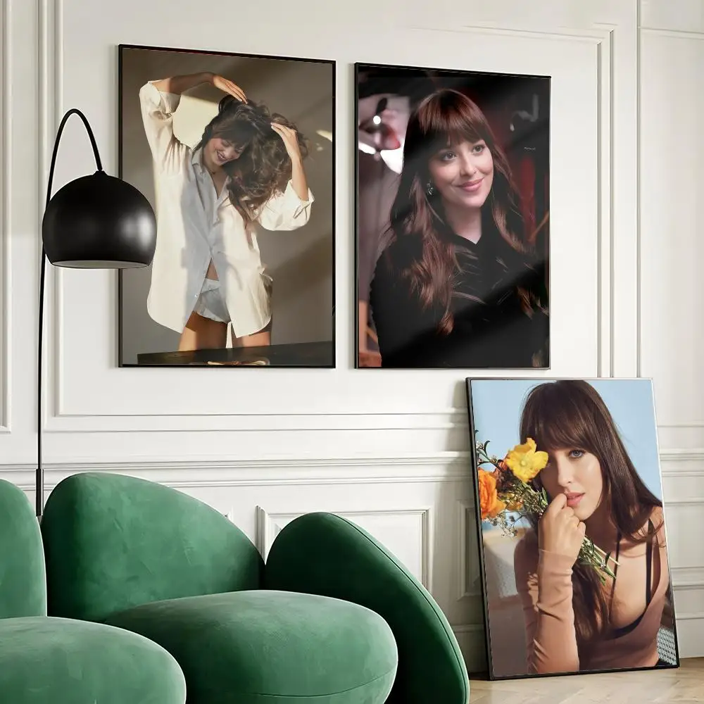 Movie Star D-Dakota Johnson Poster Waterproof Wall Art Sticker for Home Bar Decoration, Self-Adhesive Room Wall Decor Mural