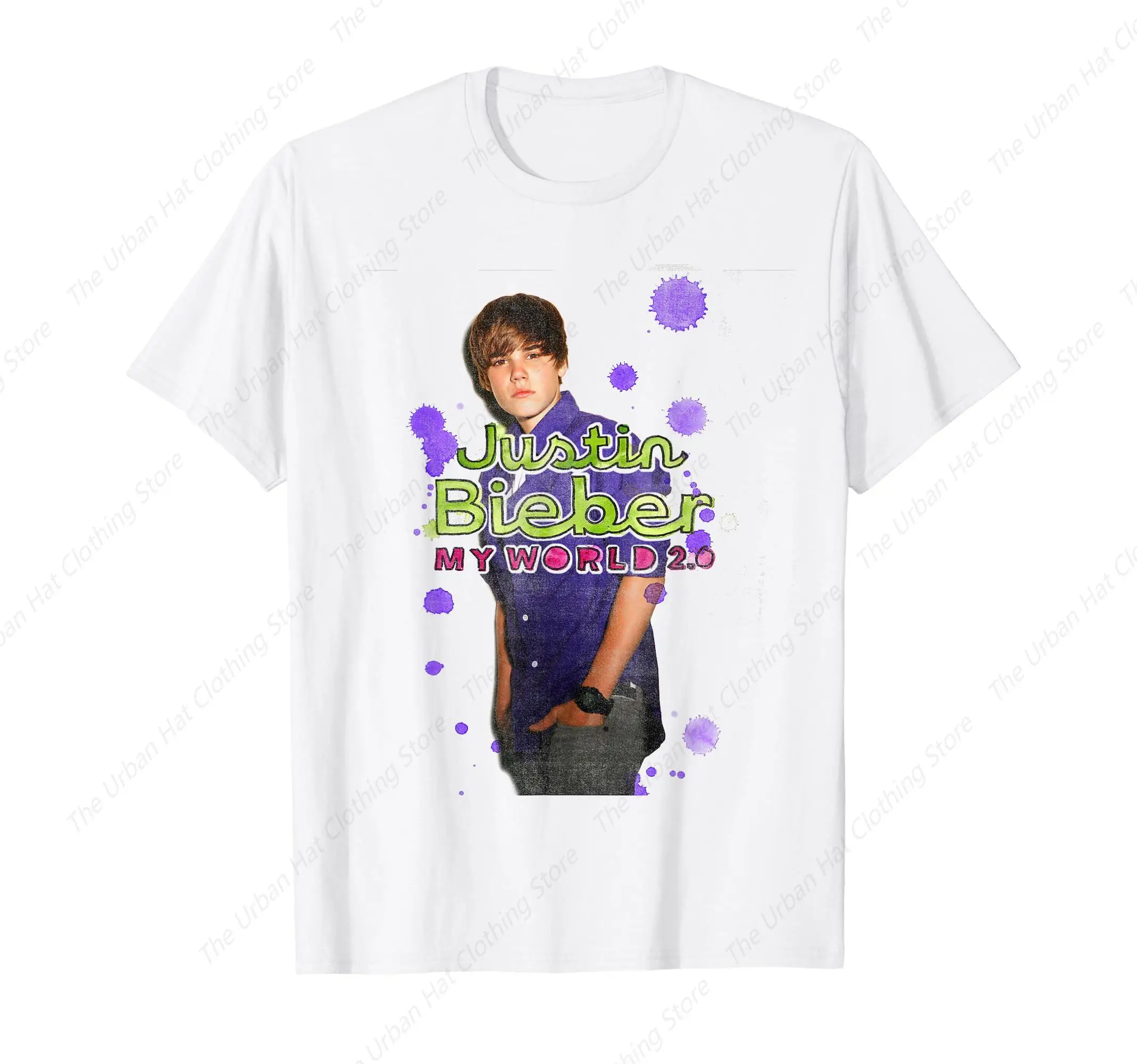 Официальная футболка My World 2,0 с фотографиями, хлопковая Футболка Джастина, музыки, Бибера, классическая мужская одежда с коротким рукавом, повседневные топы на каждый день