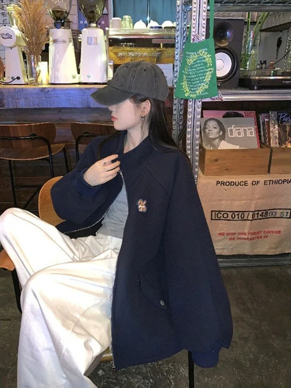 

Jackets Woman Fashion Vintage Pu Leather Winter Zipper Long Sleeve Loose Oversized Y2K Turn-Down Collar Streetwear Pockets Warm