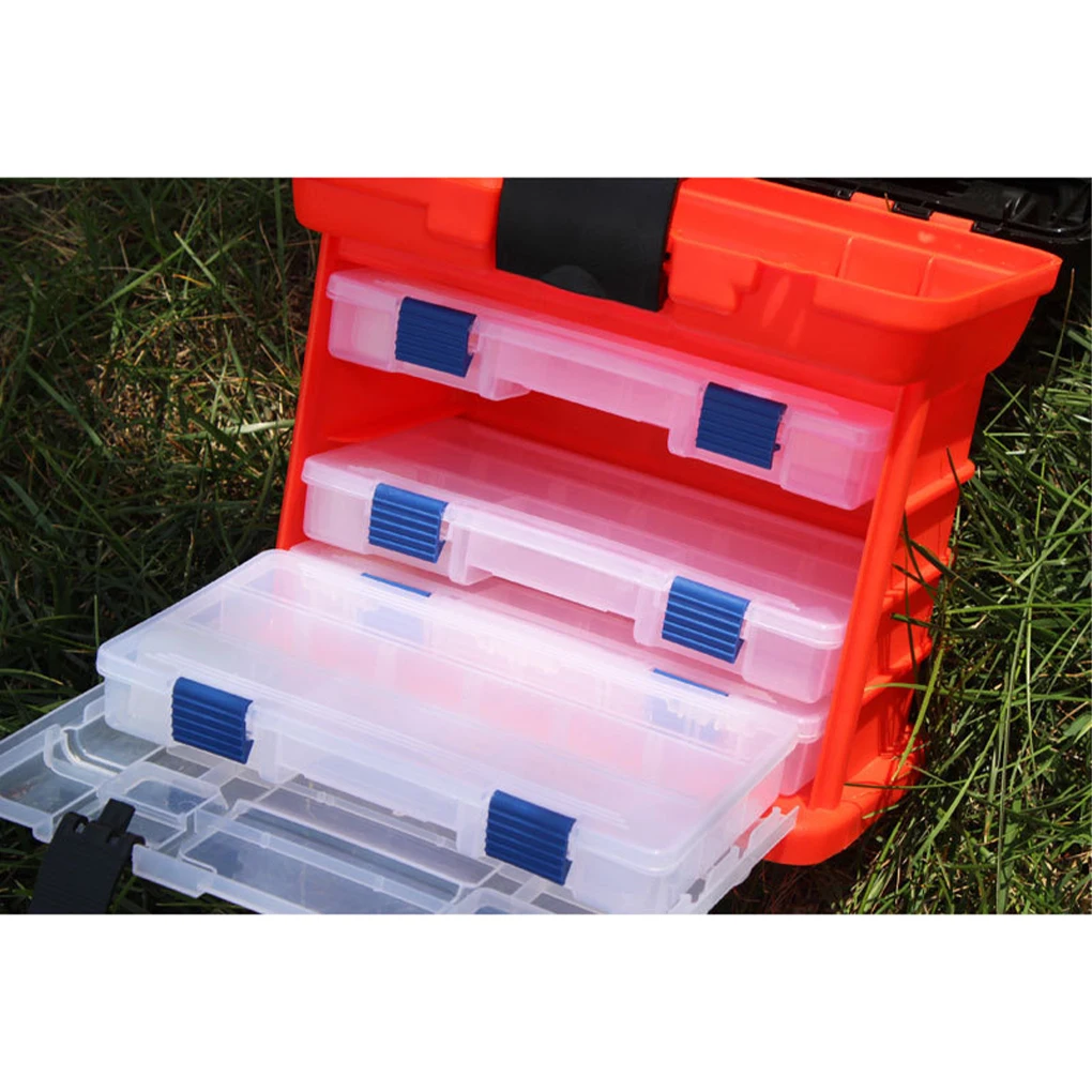 4 طبقات صندوق معالجة الصيد مع قفل كليب لصيد الأسماك والإكسسوارات صندوق الأظافر أداة محمولة الصناديق الأحمر + جديد