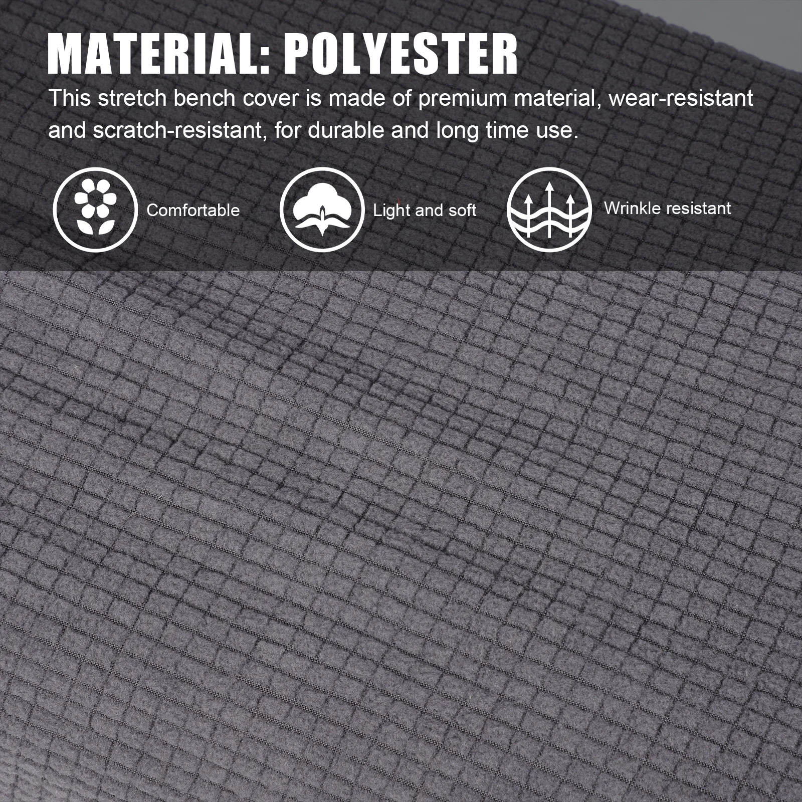 

Stretch Piano Bench Cover Premium Polyester Elastic Dining Bench Protector Smooth Fit for Home Office Hotel Decor