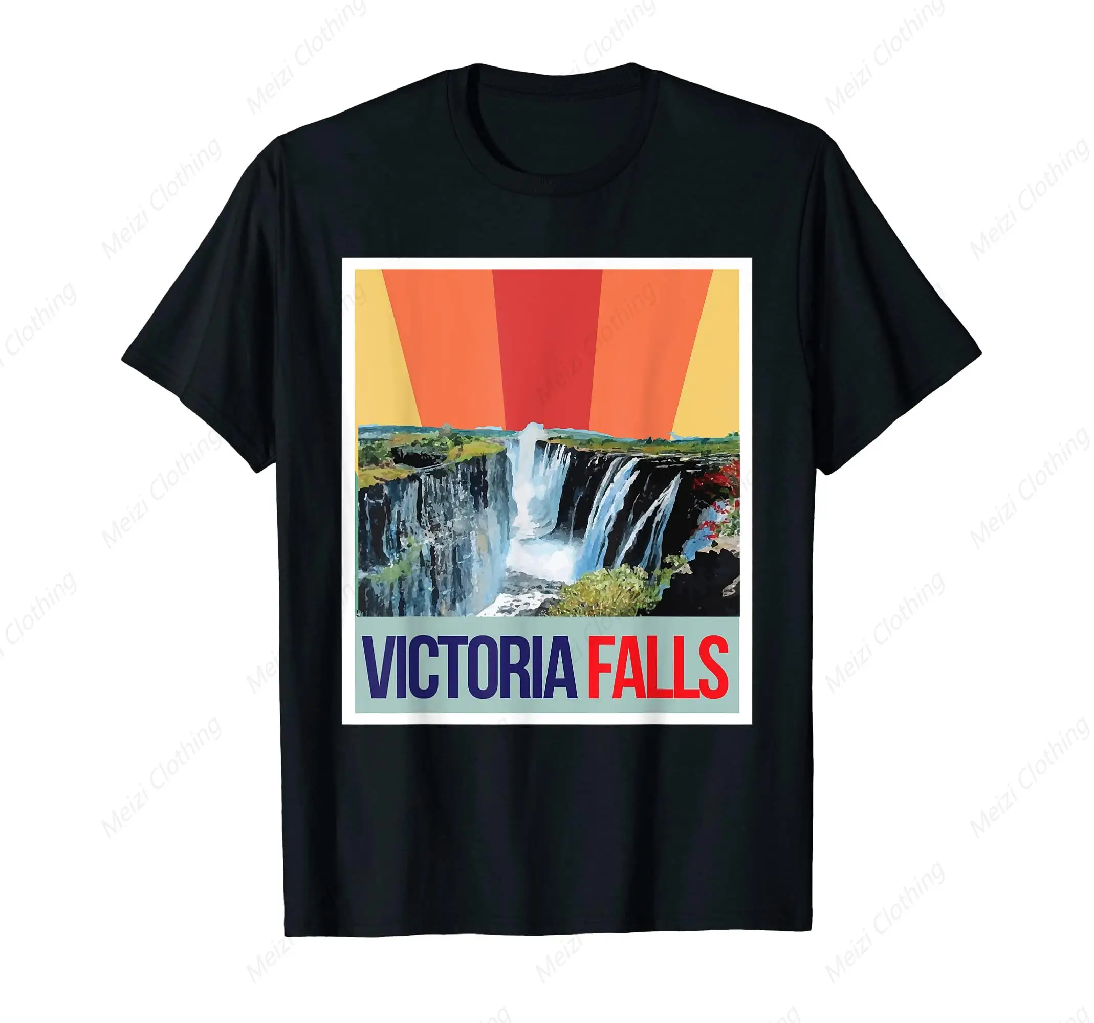 Waterfall souvenir Victoria Falls men's T-shirt fashionable cool men's cotton gift shirt