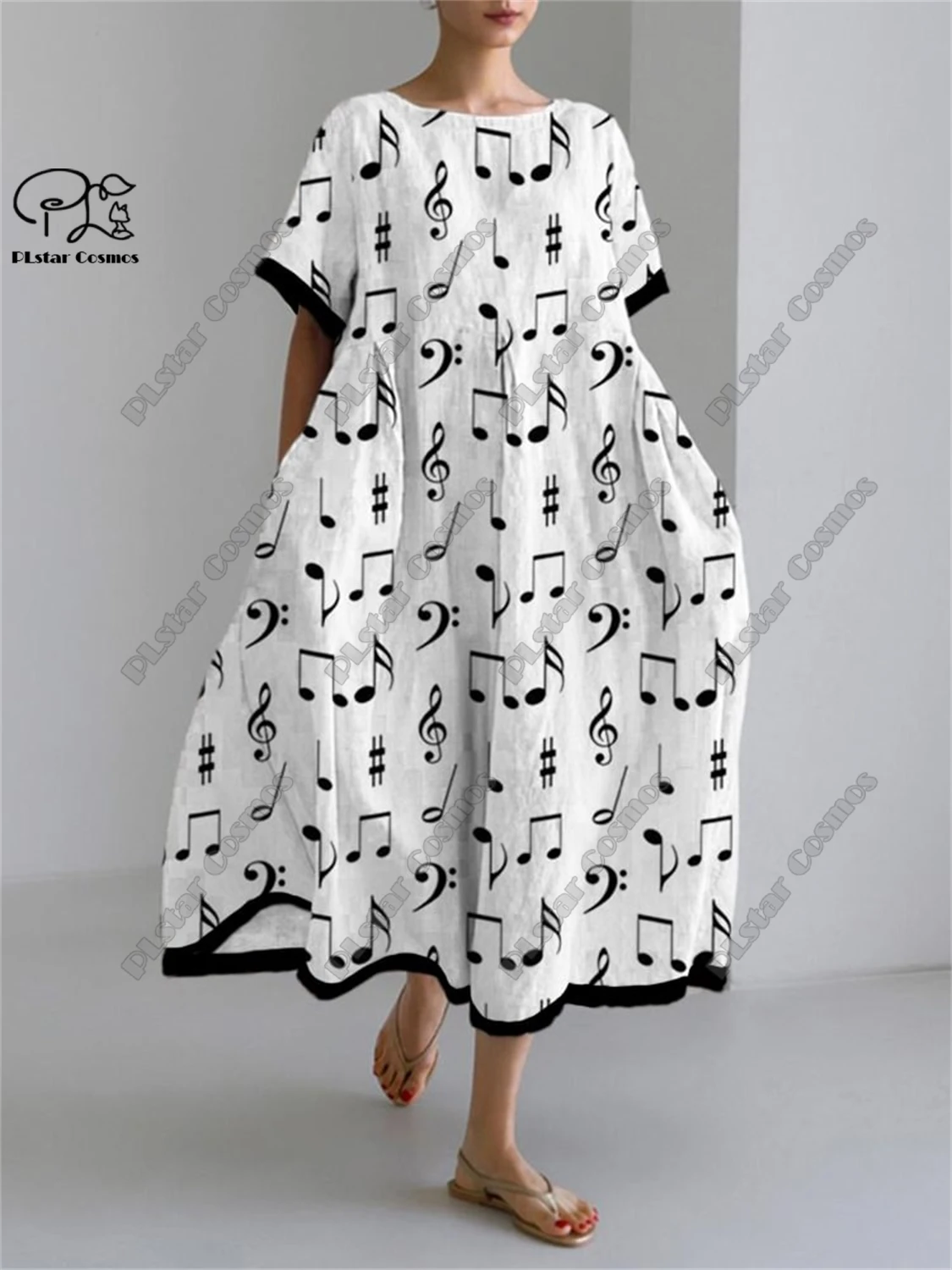 PLstar Cosmos 3D Printed Retro Floral Women's Short Sleeve Round Neck Dress Summer Casual Vacation Style Street Series 8