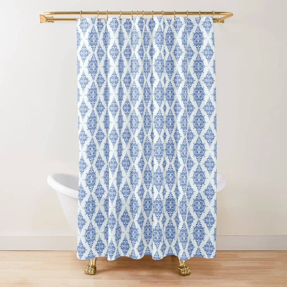 

Country Blue Damask Shower Curtain Washable Waterproof Fabric Shower Bathroom And Shower Bathroom Accessory Cute Curtain