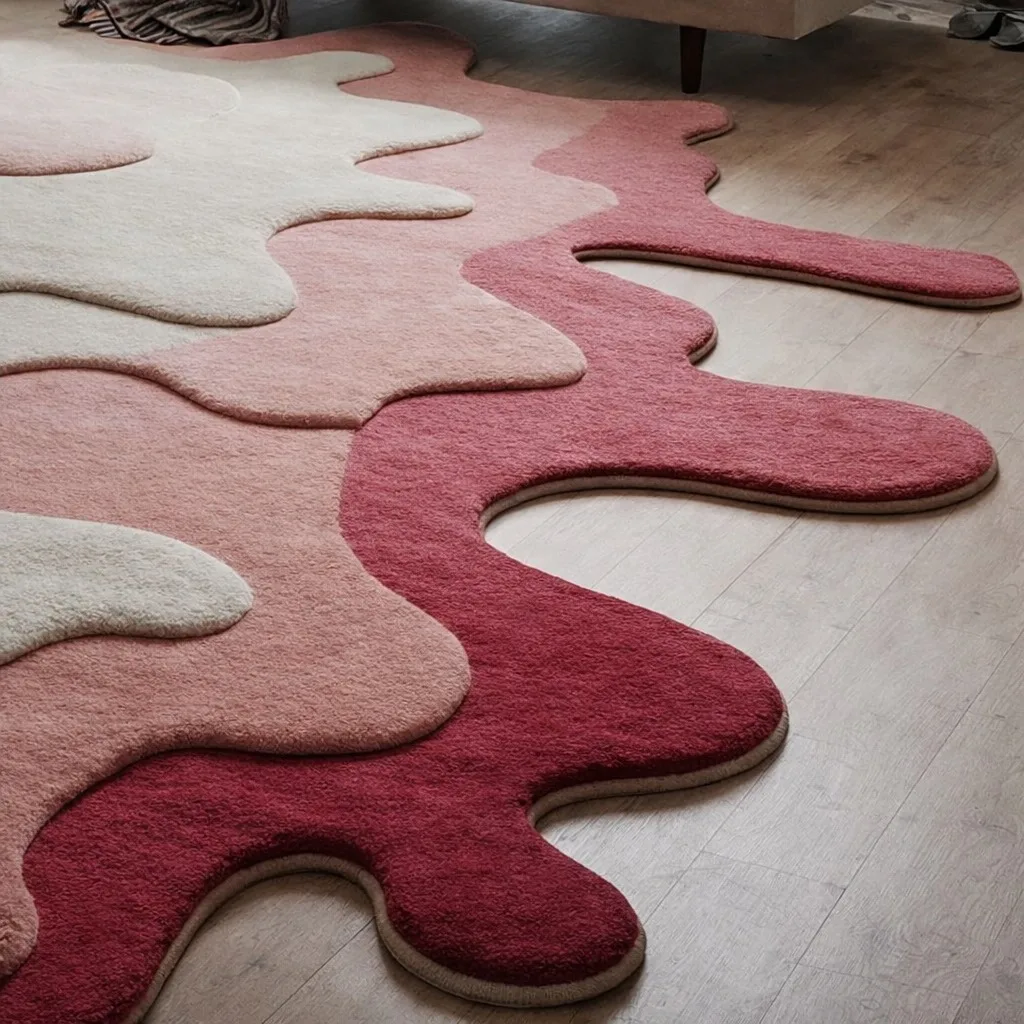 Modern Abstract Hand-Knotted Woven Wool Rug Unique Splash Design Luxury Area Carpet Living Room Anti-Bacteria Stain Resistant