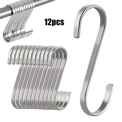 12 pc/set s ganchos planos 304 cabide de aço inoxidável metal multifuncional suporte armazenamento cozinha banheiro toalha roupas pendurar ganchos