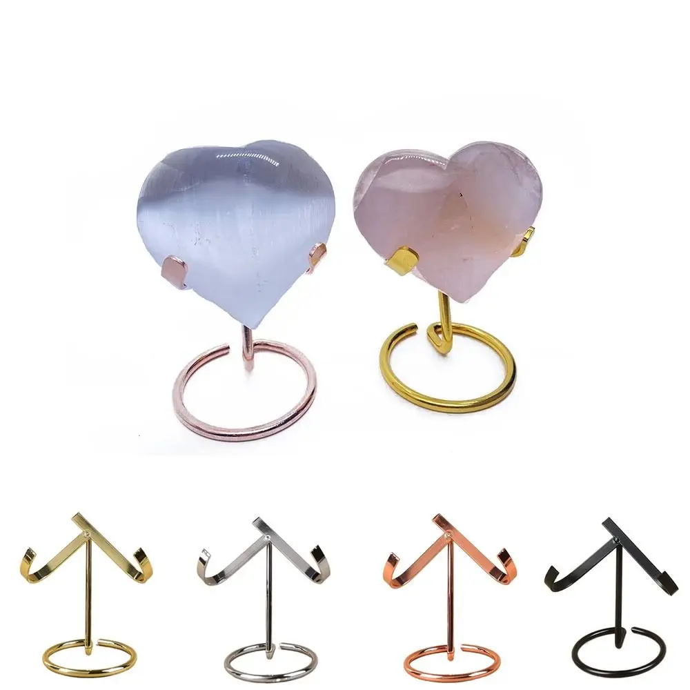 

Metal Base Love Chip Bracket Simple Style Decorative Crystal Heart Display Base Silver/Golden/Black