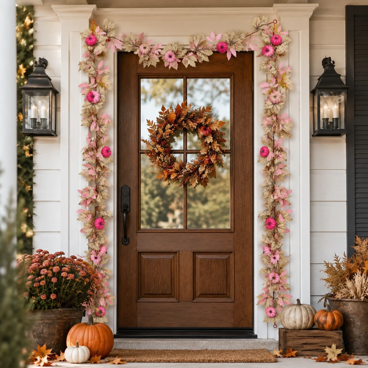 Pink Artificial Pumpkin Garlan - Home Decor Garland 评论和价格