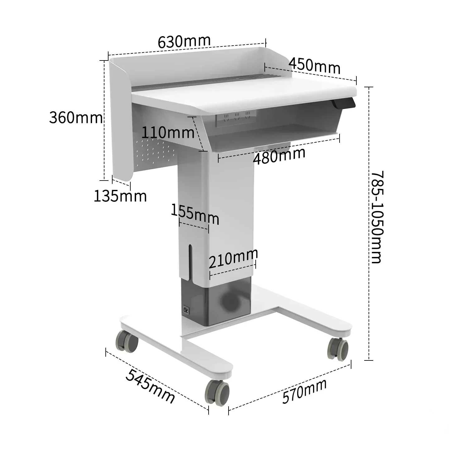 DSA Lifting Movable Lecture Podium Table Standing Office Teacher Podium Wheels School Speech Podium